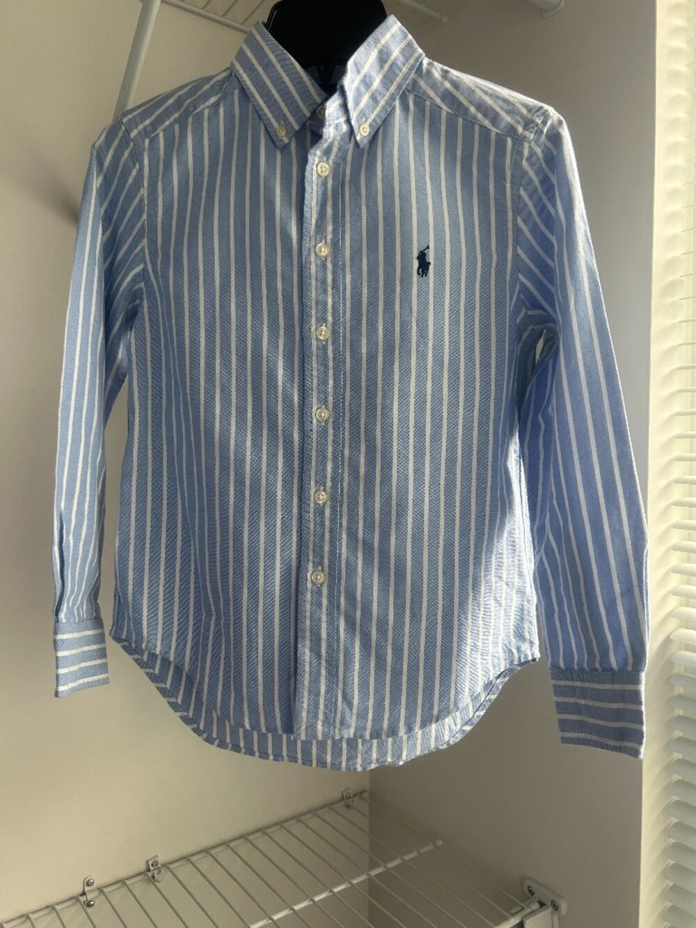 Ralph Lauren Boys Blue & White Striped Oxford Shirt Size 8 NWT
